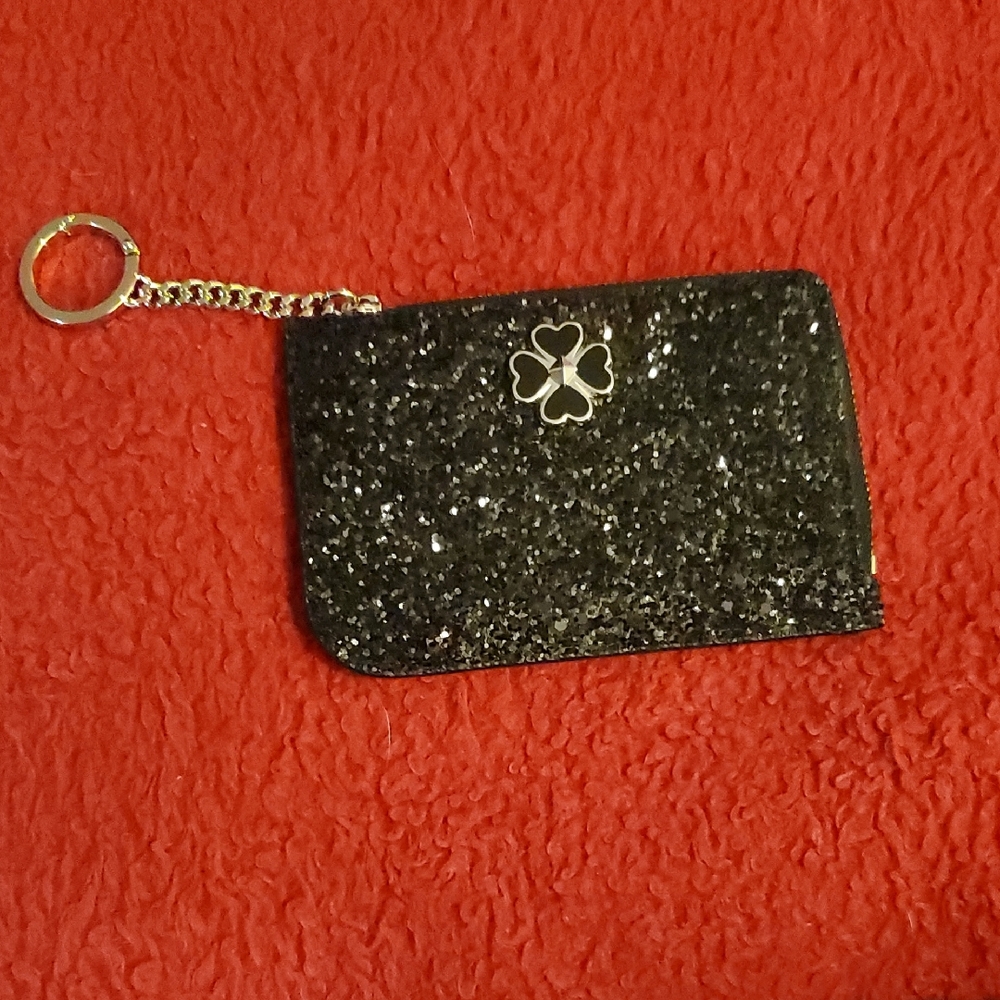 Kate Spade Black Glitter Keychain Wallet